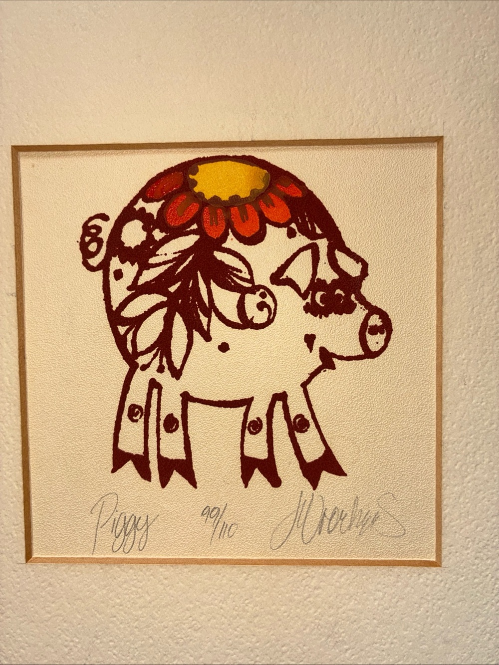 Signed art | Art | Handsigned Piggy Serigraph Art Print In Red Frame No ...